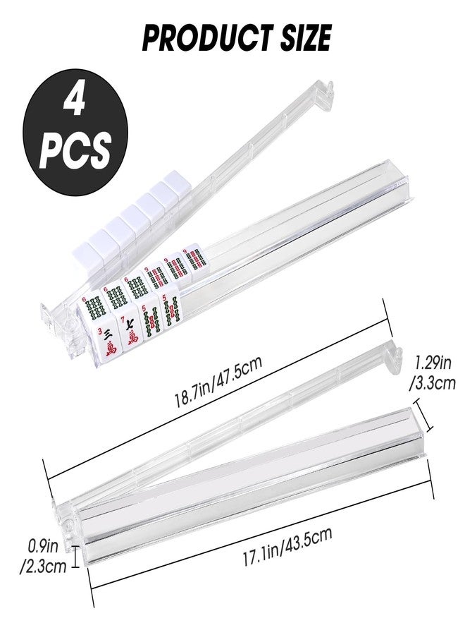 Goldge Mahjong Racks with Pushers Set of 4, Clear Acrylic All-in-One Mahjong Pushers and Racks, Transparent American Mahjong Tile Racks, Durable Lightweight Mahjong Accessories - Image 2